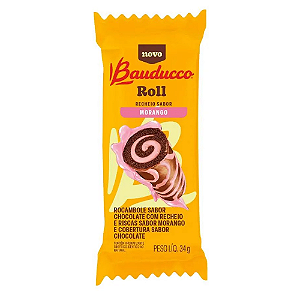 Rocambole Roll Bauducco Morango - Embalagem com 34G