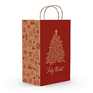 Sacola Kraft M Presente de Natal