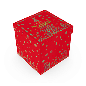 Caixa Cubo com Tampa  Brilhos de Natal