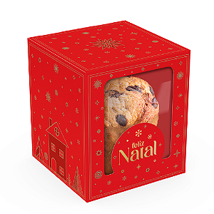 Caixa Classic com Visor Panetone Brilhos de Natal