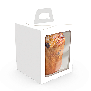 Caixa Soft com Visor Mini Panetone Branco