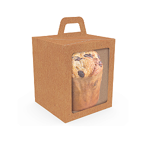 Caixa Soft com Visor Mini Panetone Kraft