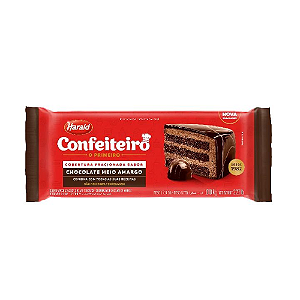 Cobertura Barra Confeiteiro Harald Sabor Chocolate Meio Amargo - Embalagem com 1,01KG