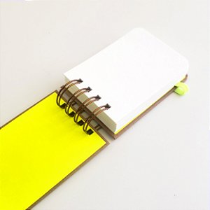 Mini Sketchbook Capa Dura Kraft/Amarelo Neon