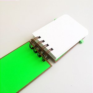 Mini Sketchbook Capa Dura Kraft/Verde Neon