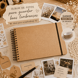 Sketchbook Álbum de Fotos Scrapbook Capa Dura Kraft - A4 27x19cm