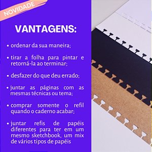 Refil de Folhas Caderno Smart Sketchbook A4 - Folhas Destacáveis, Reposicionáveis