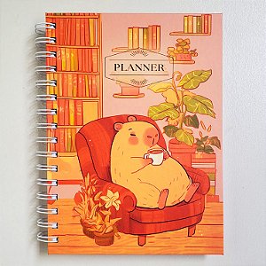 Planner Agenda Semanal Capivaras / Laranja - 2026 ou Não Datado - Capa Dura A5