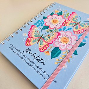 Sketchbook Aquarela A5 Montval 300g Capa Dura - Borboletas/azul-claro