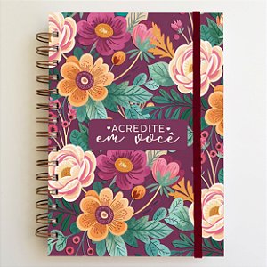 Sketchbook Aquarela A5 Montval 300g Capa Dura - Floral/bordô