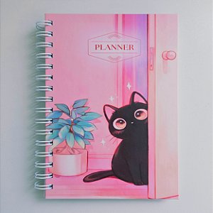 Planner Agenda Semanal Blackcat / Rosa - 2026 ou Não Datado - Capa Dura A5