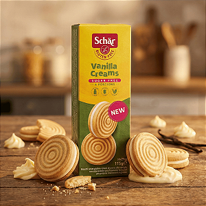 Biscoito Vanilla Creams Sem Gluten Zero Açucar 115g Schar
