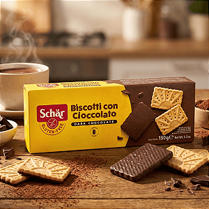 Biscoito Cobertura de Chocolate Amargo Sem Glúten 150g Schar