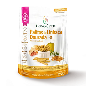 Biscoito Palitos Salgados Linhaça Dourada 120g - Leve Croc
