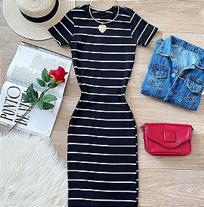 Vestido Midi Listrado