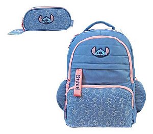 Kit Mochila Costas Notebook C/ Estojo Triplo Original Stitch