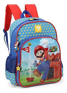 Mochila De Costas Infantil Super Mario Com Chaveiro