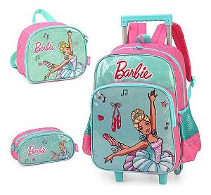 Kit Mochila Rodinhas Lancheira Estojo Original Barbie