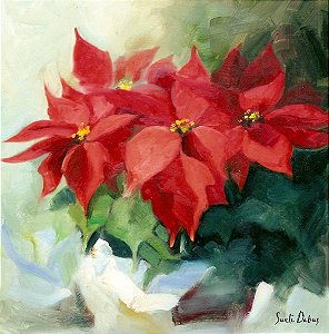 Noite Feliz - Obra com Tema Floral - Arte Contemporânea por Sueli Dabus - 50cm x 50cm