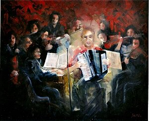 Concerto para Acordeon e Orquestra - Obra com Tema Música - Expressionismo Moderno por Sueli Dabus - 100cm x 120cm