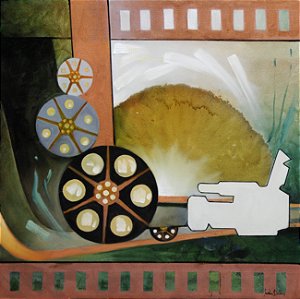 Set - Obra com Tema Cinema - Expressionismo Moderno por Sueli Dabus - 80cm x 80cm