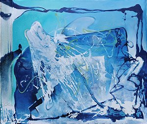 Planos Azuis - Obra com Tema Profundezas - Arte Contemporânea por Sueli Dabus - 100cm x 120cm