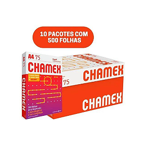 Papel Sulfite A4 Chamex 75 g 10 PACOTES com 500 fls. Chamex