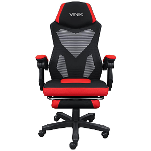 CADEIRA GAMER ROCKET PRETA COM VERMELHO – CGR10PVM – VINIK, Preta e Vermelha