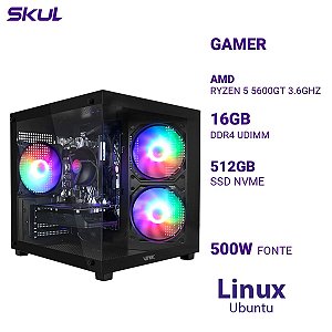 Computador 5000 Ryzen 5 5600Gt 3.6Ghz Mem 16Gb (2X8) Ddr4 Ssd 512Gb Nvme Fonte 500W Linux Ubuntu
