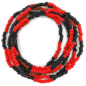 Guia Missanga Vermelho/Preto Miçanga Leitosa (60CM)