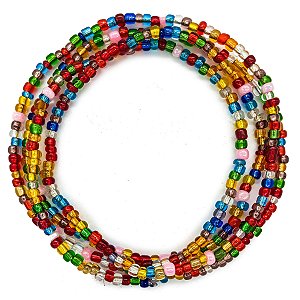 Guia Missanga Colorida Miçanga Leitosa E Transparente (45CM)