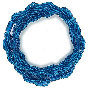 Guia Missanga Brajá Torcido Azul Miçanga Transparente 8 Fios com 7 Firmas