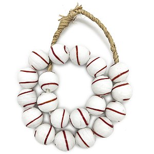 Fio Com 20 Firmas Redonda Branco/Vermelho Para Guia Ou Brajá