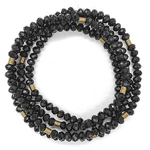 Guia Cristal Preto Com Entremeio De Rosca De Arame