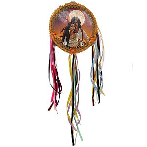 Pandeiro Cigano Decorado Casal Cigano com Lua