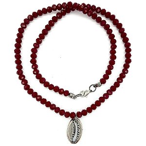 Colar De Cristal Com Pingente De Búzio E Fecho