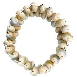 Pulseira Elástica C/ 46 Buzios De Furo Duplo Empilhados