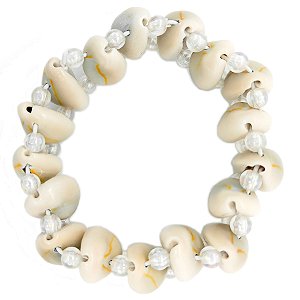 Pulseira Elástica C/ 17 Buzios E Missangas Plásticas