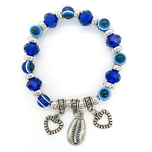 Pulseira Olho Grego E Búzio Proteção Contra Mal Olhado