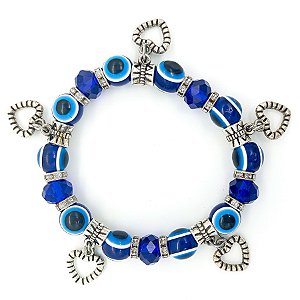 Pulseira Olho Grego Coração List. Proteção Contra Mal Olhado