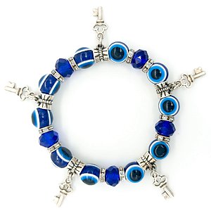 Pulseira Olho Grego E Chave Proteção Contra Mal Olhado