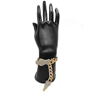 Pulseira Dourada Corrente De Cobra Com Zircônias