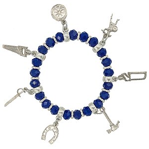 Pulseira Adorno Enfeite P/ Quartinha Orixá Ogum Azul Marinho