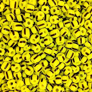 Miçanga Pacote 500g Conta de Missanga Leitosa Rajada Amarelo/Preto