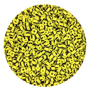 Pacote 500G Conta De Missanga Leitosa Amarelo/Preto