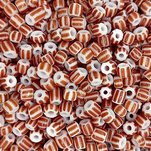 Pacote 500G Conta De Missanga Leitosa Vermelho/Branco