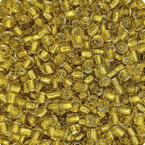 Pacote 500G Conta De Missanga Transparente Amarelo Dourado