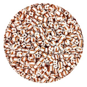 Pacote 100G Conta De Missanga Leitosa Branco Rajado Vermelho