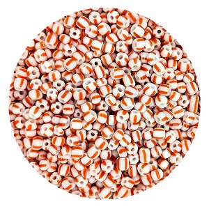 Miçanga Pacote 100g Conta de Missanga Leitosa Rajada Branco/Vermelho