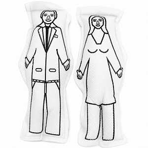 Dupla Casal Homem/Mulher Branco Boneco de Pano 14cm Vodu Magia Voodoo Ritual Quimbanda Bruxaria Umbanda